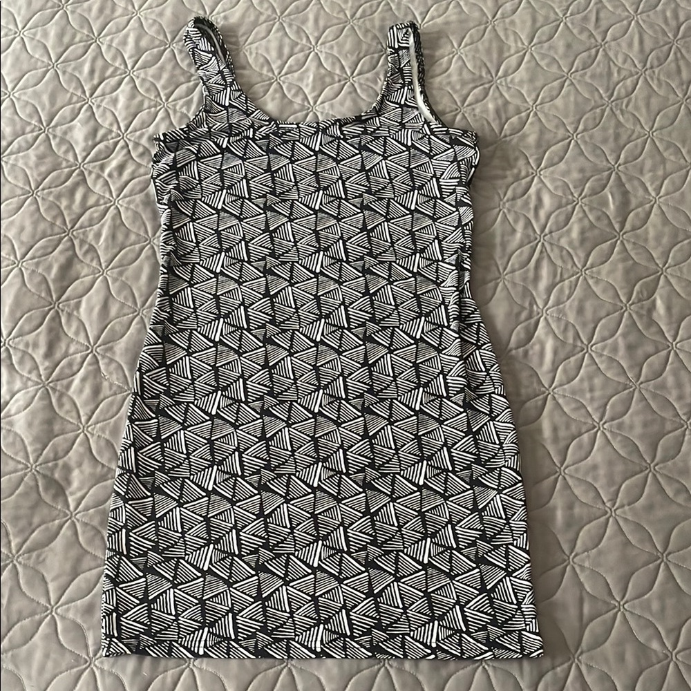 Geometric Black and White Dress